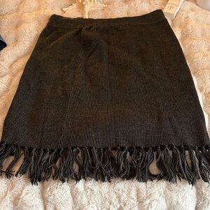 Kenar Black Fringed Mini Skirt